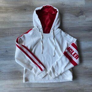 Moncler Japan RARE Women’s Hoodie with Logo Red and White Removable Hood Small